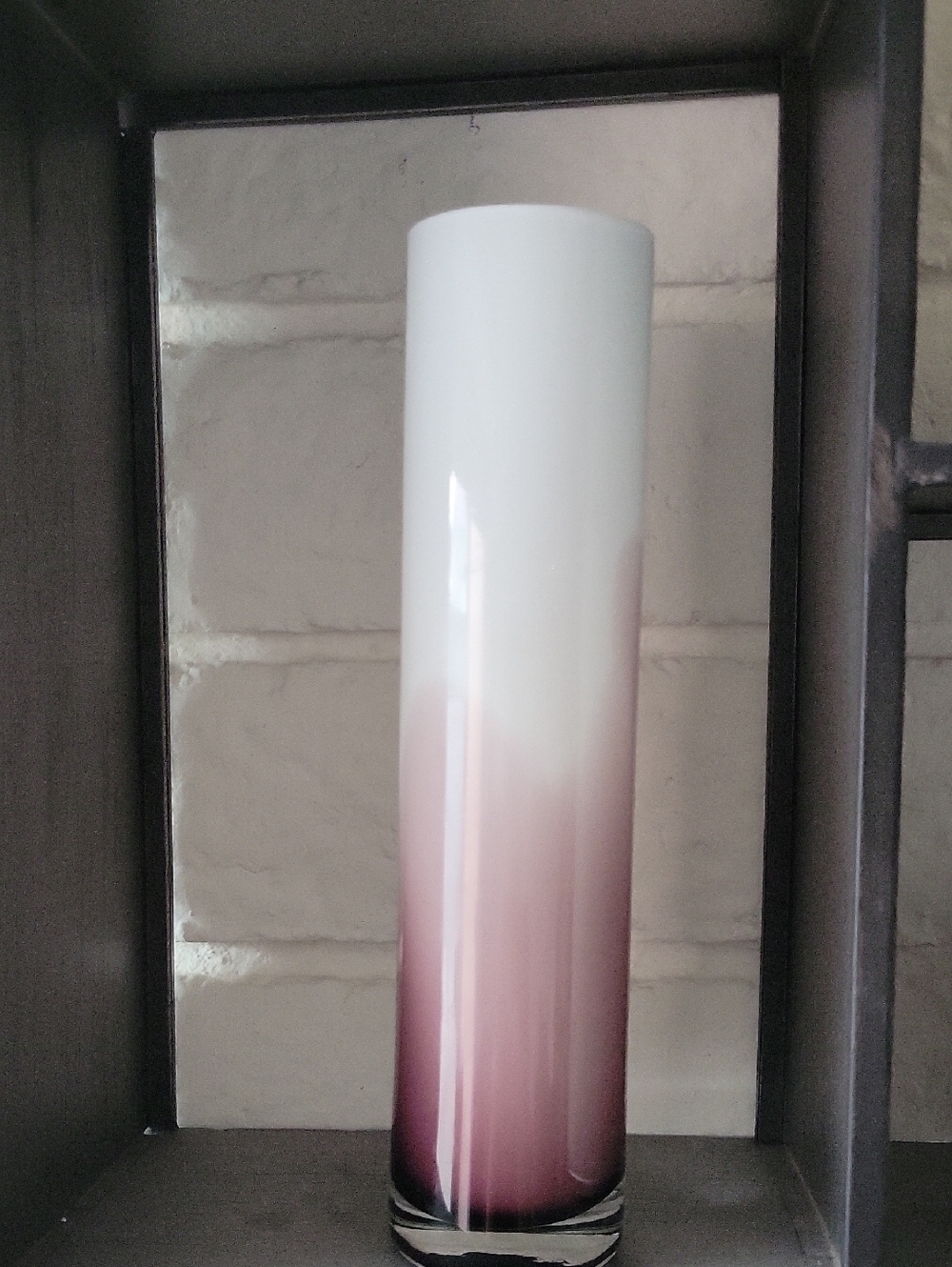 Tall Ombre Glass Vase - White to Mauve/ Purple